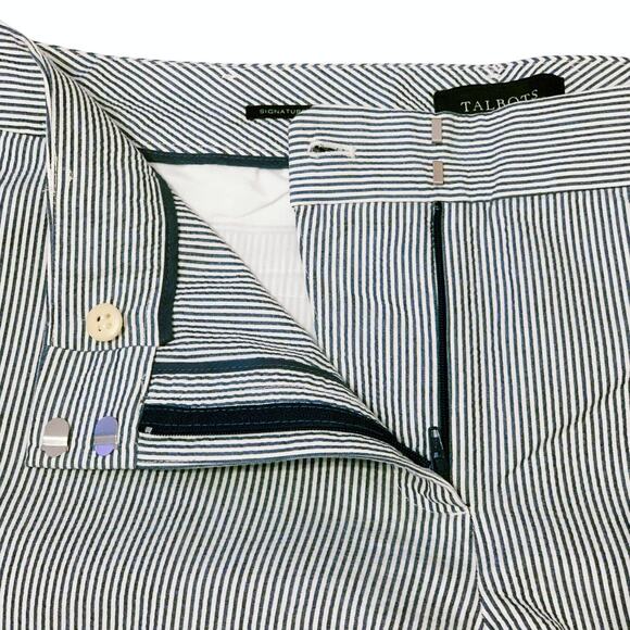 Talbots Signature Womens 12 Cropped Capri Pants Seersucker Beach Nautical Resort - Picture 4 of 13